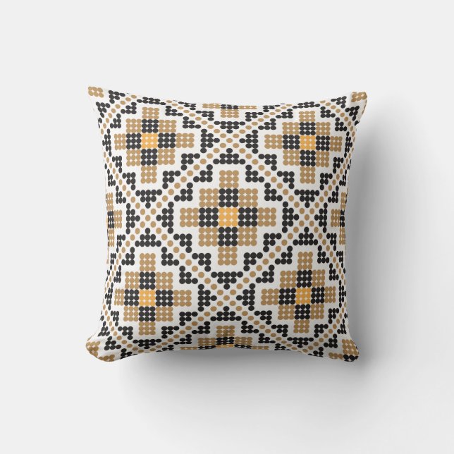 Brown black and orange  Chequered Cushion (Front)