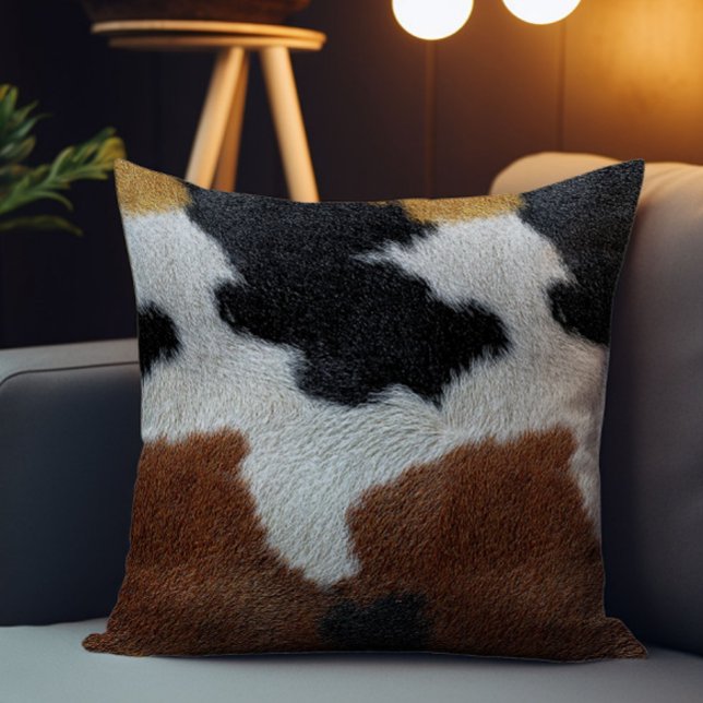 Brown black and white cowhide texture cushion (Creator Uploaded)