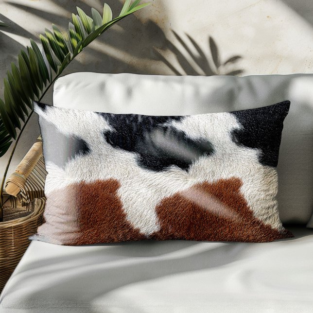 Brown black and white cowhide texture throw pillow (Creator Uploaded)