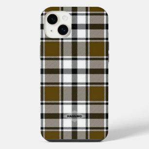 Brown, Black and White Plaid Iphone Case HAMbWG
