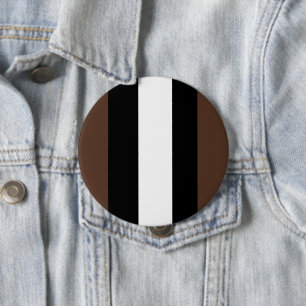 Brown, black and white stripes 10 cm round badge