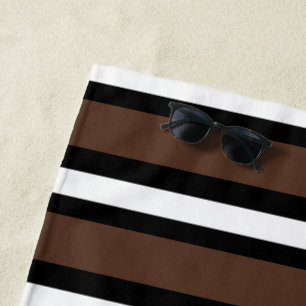 Brown, black and white stripes  beach towel