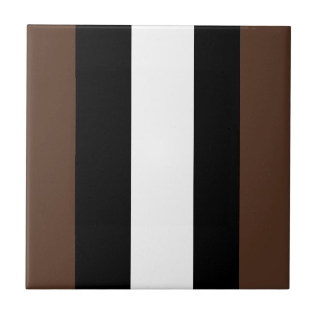 Brown, black and white stripes  ceramic tile (Front)