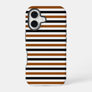 Brown Black and white stripes design iPhone 16 Case