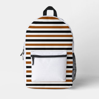 Brown Black and white stripes design Printed Backpack
