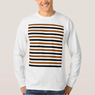 Brown Black and white stripes design T-Shirt