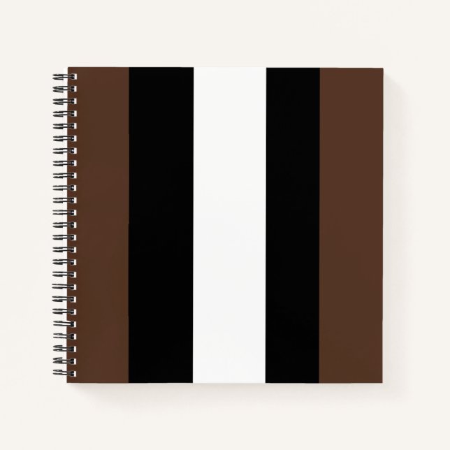 Brown, black and white stripes  notebook (Front)