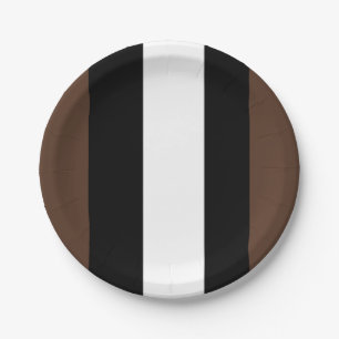 Brown, black and white stripes  paper plate