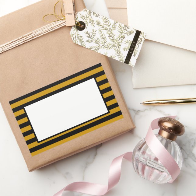 Brown, black and white stripes  rectangular sticker (Gifting)