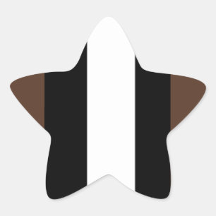 Brown, black and white stripes star sticker