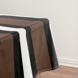 Brown, black and white stripes  tablecloth