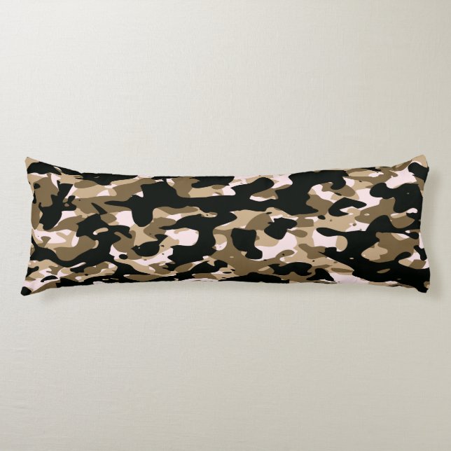 Brown Black Camo Body Pillow (Front)