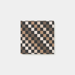 Brown Black Checkered Minimalist Retro Post-it Notes