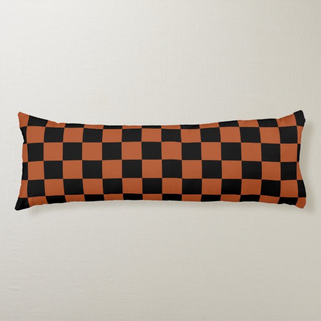 Brown Black Chequered Check Pattern Body Cushion (Front)