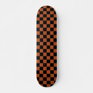 Brown Black Chequered Check Pattern Skateboard