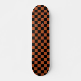 Brown Black Chequered Check Pattern Skateboard