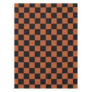 Brown Black Chequered Check Pattern Tablecloth