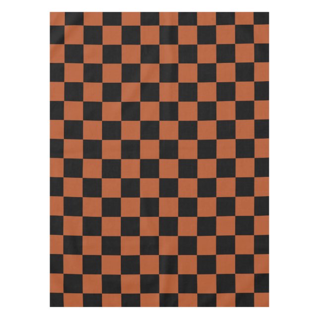 Brown Black Chequered Check Pattern Tablecloth (Front)