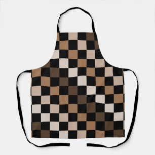 Brown Black Chequered Gingham Pattern Apron