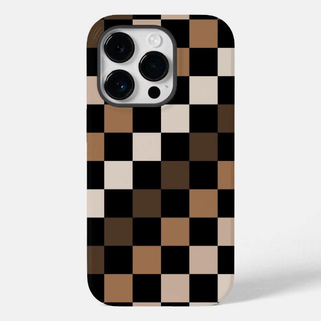 Brown Black Chequered Gingham Pattern Case-Mate iPhone Case (Back)