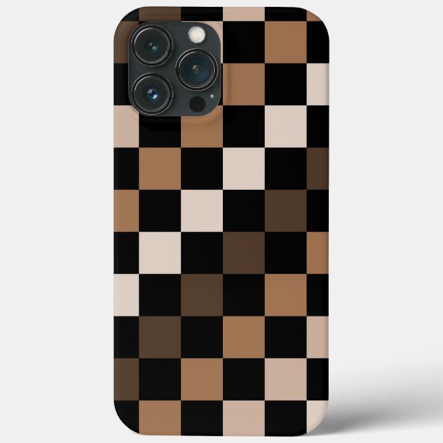 Brown Black Chequered Gingham Pattern Case-Mate iPhone Case (Back)