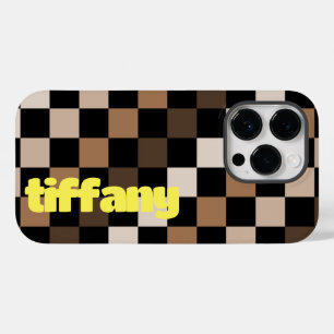 Brown Black Chequered Gingham Pattern Case-Mate iPhone 14 Pro Case