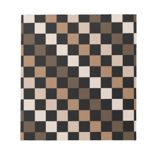 Brown Black Chequered Gingham Pattern Notepad