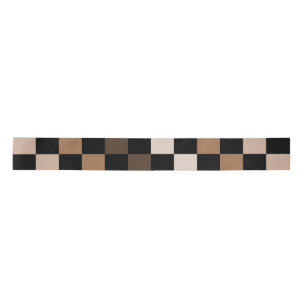 Brown Black Chequered Gingham Pattern Satin Ribbon