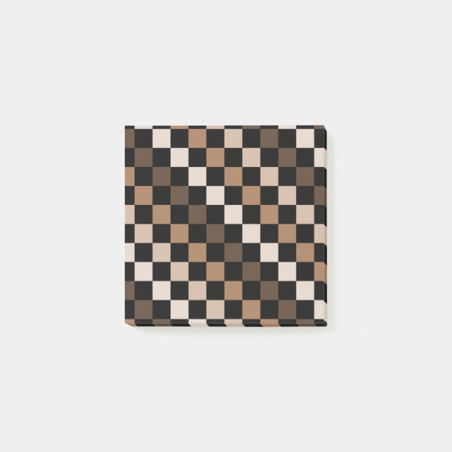 Brown Black Chequered Minimalist Retro  Post-it Notes (Front)
