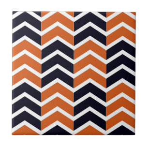 Brown Black Chevron Zig Zag Pattern Ceramic Tile