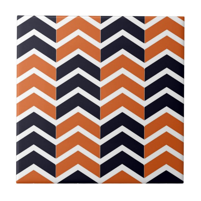 Brown Black Chevron Zig Zag Pattern Ceramic Tile (Front)