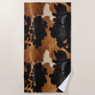 Brown Black Cowhide Beach Towel