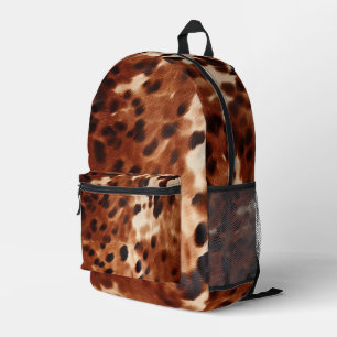 Brown Black Cowhide Printed Backpack