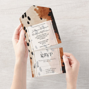 Brown Black Cream Cowhide All In One Invitation