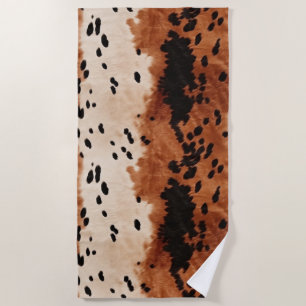 Brown Black Cream Cowhide Beach Towel