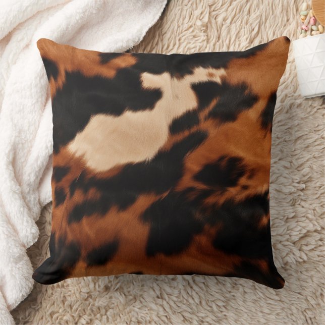 Brown Black Cream Cowhide Cushion (Blanket)