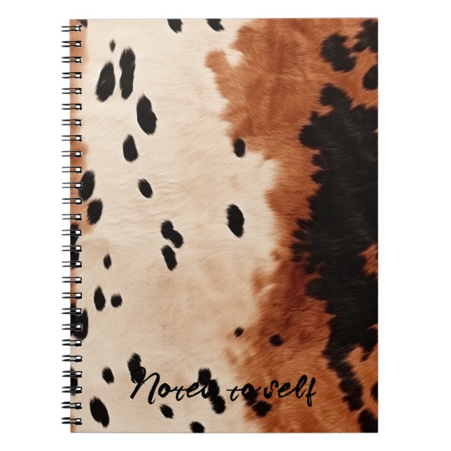 Brown Black Cream Cowhide Notebook (Front)