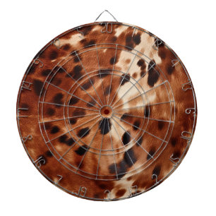 Brown Black Cream Faux Cowhide Dartboard