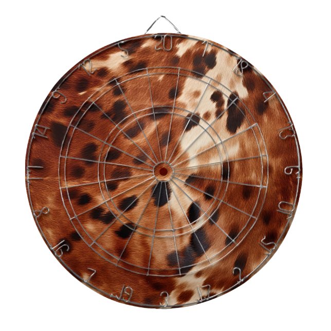 Brown Black Cream Faux Cowhide Dartboard (Front)