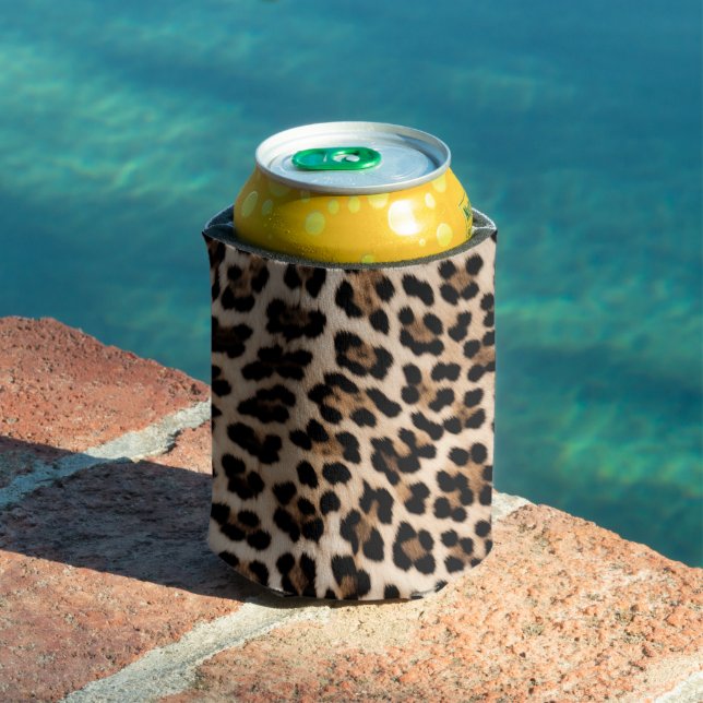 Brown Black Cream Leopard Animal  Can Cooler (In Situ Pool)