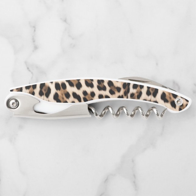 Brown Black Cream Leopard Animal  Corkscrew (Front)