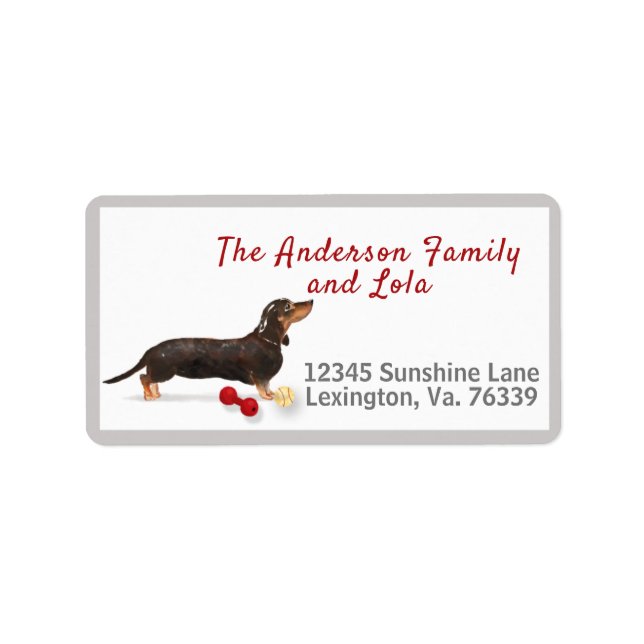 Brown Black Dachshund Home Return Address  Label (Front)