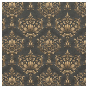 Brown & Black Damask Fabric