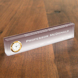 Brown black fade custom desk clock nameplate