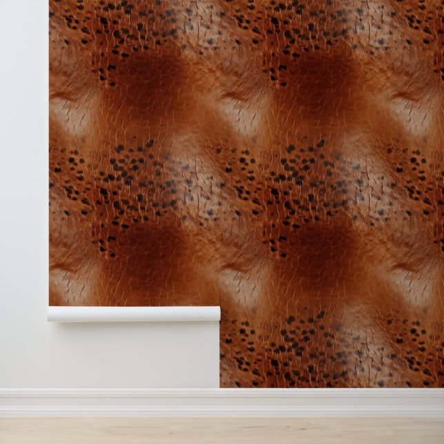 Brown Black Faux Leather Wallpaper (Application)