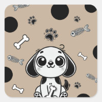 Brown & Black Fish Bones Puppy Dog Birthday Party