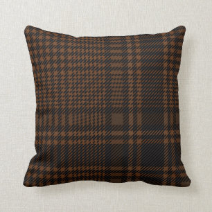 Brown Black Glen Check Houndstooth Pattern Cushion