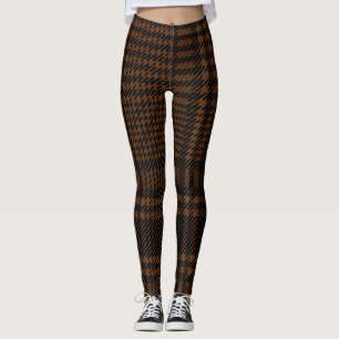 Brown Black Glen Check Houndstooth Pattern Leggings