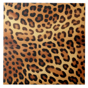 Brown Black Golden Leopard Print Ceramic Tile