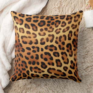 Brown Black Golden Leopard Print Cushion
